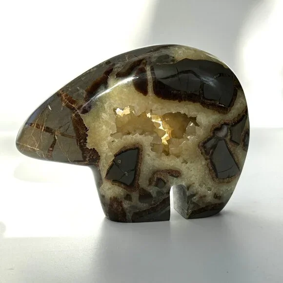 Septarian Bear Nodule Carving with Crystal Geode Center—AKA Dragon Stone —EUC